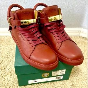 Buscemi Mens 100MM Red Leather Sneakers Shoes US 9.5 Uk43